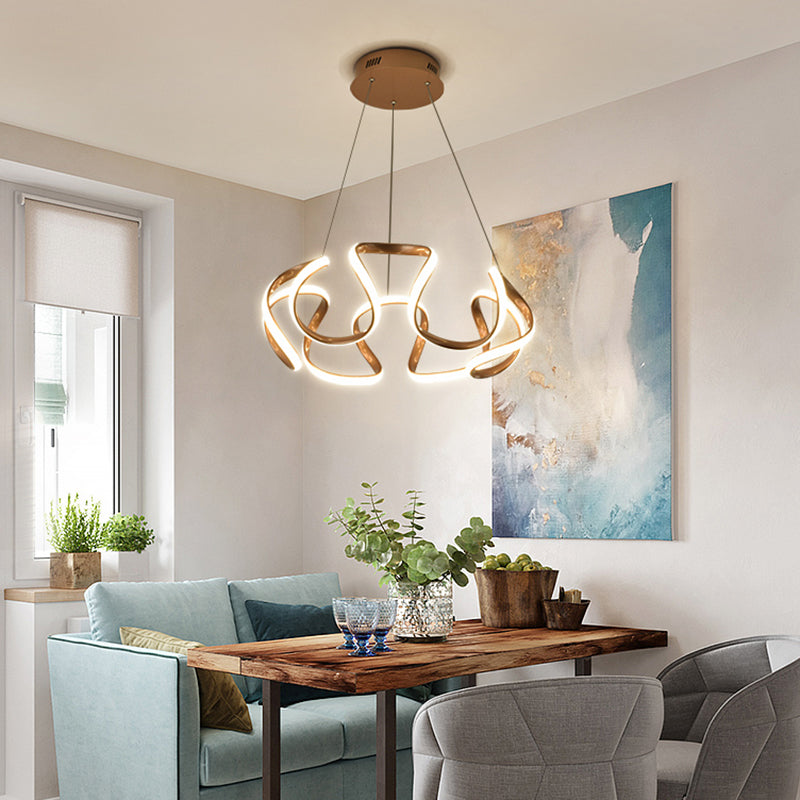 Gold Plated Curves LED Pendant Lamp Simplicity Acrylic Chandelier Light for Dining Room Clearhalo 'Ceiling Lights' 'Chandeliers' 'Modern Chandeliers' 'Modern' Lighting' 2293962