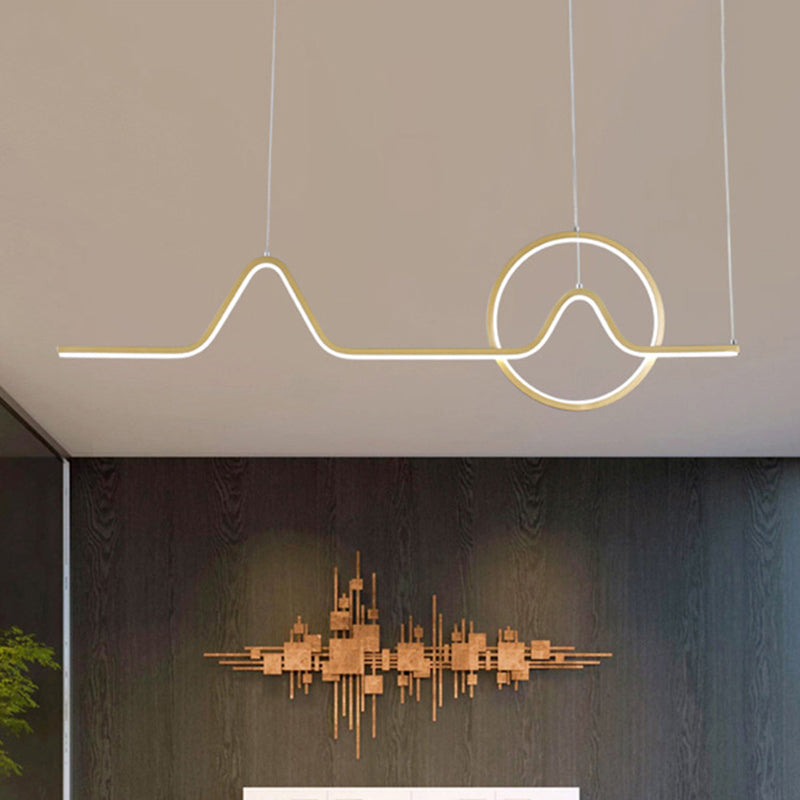 Artistic Sunrise Mountain Scenery Pendant Lighting Metal Dining Room LED Linear Island Light Clearhalo 'Ceiling Lights' 'Island Lights' Lighting' 2293975