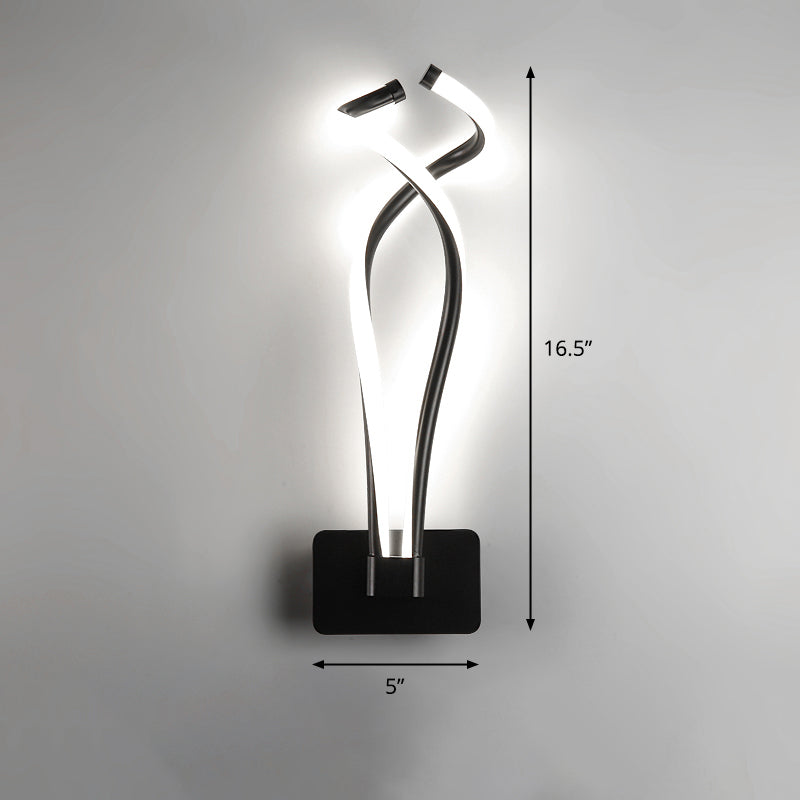 Twisting LED Wall Sconce Lighting Art Deco Metal Wall Mount Light Fixture for Bedroom Black White Clearhalo 'Cast Iron' 'Glass' 'Industrial' 'Modern wall lights' 'Modern' 'Tiffany' 'Traditional wall lights' 'Wall Lamps & Sconces' 'Wall Lights' Lighting' 2293997