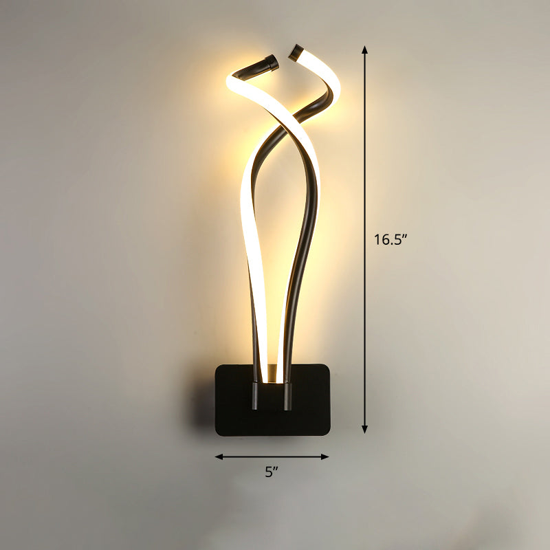 Twisting LED Wall Sconce Lighting Art Deco Metal Wall Mount Light Fixture for Bedroom Black Third Gear Clearhalo 'Cast Iron' 'Glass' 'Industrial' 'Modern wall lights' 'Modern' 'Tiffany' 'Traditional wall lights' 'Wall Lamps & Sconces' 'Wall Lights' Lighting' 2294000