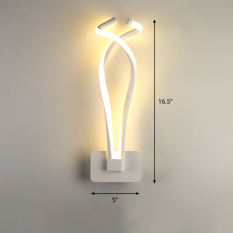 Twisting LED Wall Sconce Lighting Art Deco Metal Wall Mount Light Fixture for Bedroom White Warm Clearhalo 'Cast Iron' 'Glass' 'Industrial' 'Modern wall lights' 'Modern' 'Tiffany' 'Traditional wall lights' 'Wall Lamps & Sconces' 'Wall Lights' Lighting' 2294004