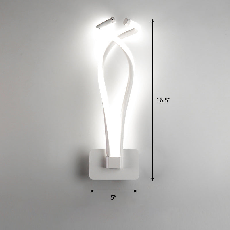 Twisting LED Wall Sconce Lighting Art Deco Metal Wall Mount Light Fixture for Bedroom White White Clearhalo 'Cast Iron' 'Glass' 'Industrial' 'Modern wall lights' 'Modern' 'Tiffany' 'Traditional wall lights' 'Wall Lamps & Sconces' 'Wall Lights' Lighting' 2294008
