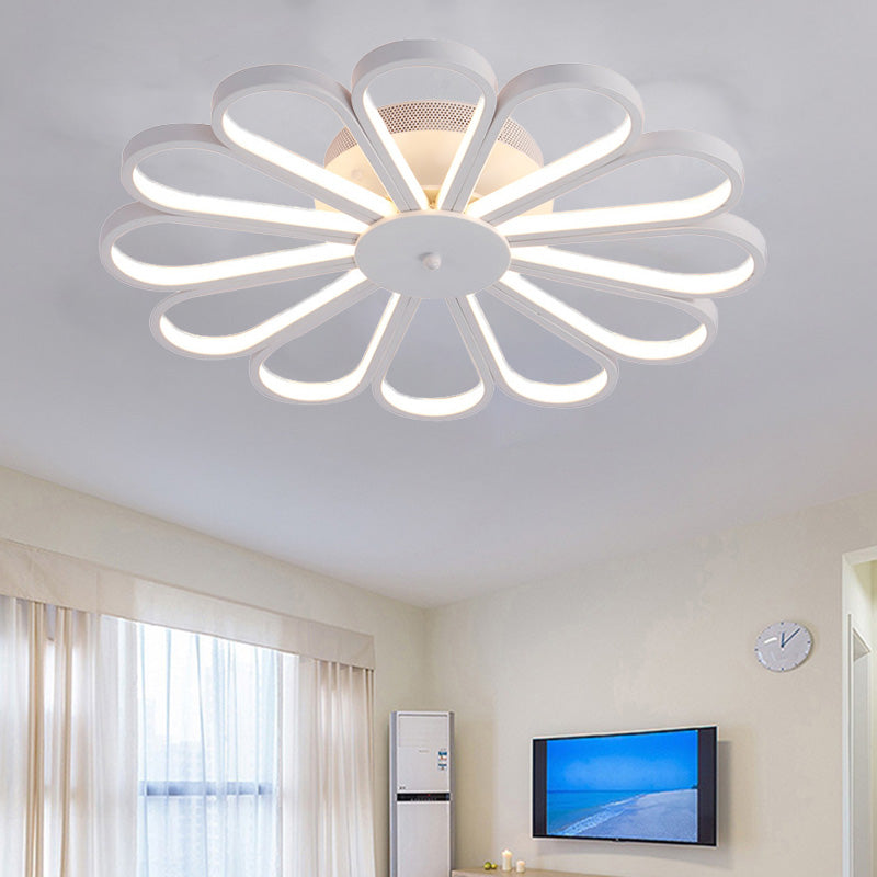 Flower Shape Semi Flush Lighting Contemporary Acrylic Multi Lights White Led Semi Flush Ceiling Light Fixture in White/Warm Light White Clearhalo 'Ceiling Lights' 'Close To Ceiling Lights' 'Close to ceiling' 'Semi-flushmount' Lighting' 229404