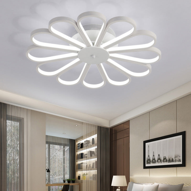 Flower Shape Semi Flush Lighting Contemporary Acrylic Multi Lights White Led Semi Flush Ceiling Light Fixture in White/Warm Light Clearhalo 'Ceiling Lights' 'Close To Ceiling Lights' 'Close to ceiling' 'Semi-flushmount' Lighting' 229405