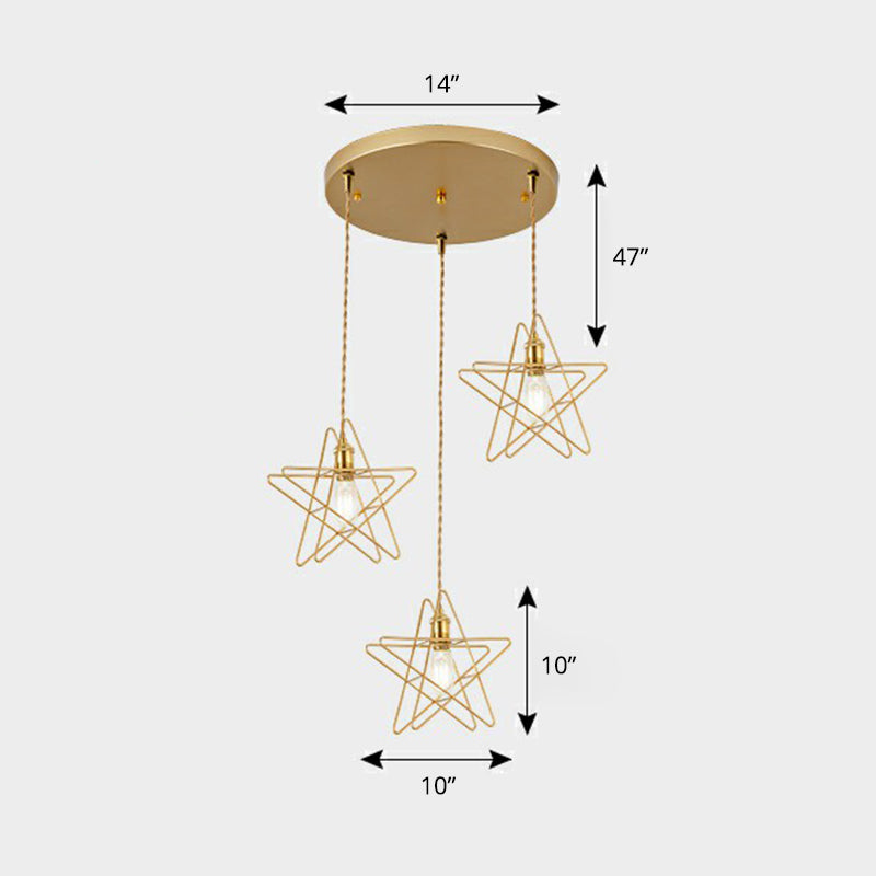 3 Heads Wire Frame Cluster Pendant Light Nordic Metal Hanging Ceiling Light for Dining Room Gold C Round Clearhalo 'Art Deco Pendants' 'Black' 'Cast Iron' 'Ceiling Lights' 'Ceramic' 'Crystal' 'Industrial Pendants' 'Industrial' 'Metal' 'Middle Century Pendants' 'Pendant Lights' 'Pendants' 'Rustic Pendants' 'Tiffany' Lighting' 2294062