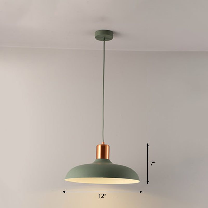 Bowl Shaped Restaurant Pendulum Light Metal 1 Bulb Macaron Suspension Pendant Light Clearhalo 'Ceiling Lights' 'Pendant Lights' 'Pendants' Lighting' 2294103