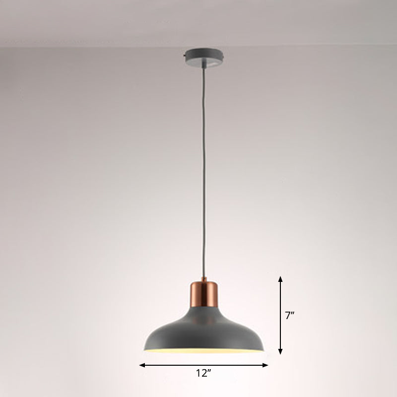 Bowl Shaped Restaurant Pendulum Light Metal 1 Bulb Macaron Suspension Pendant Light Grey Clearhalo 'Ceiling Lights' 'Pendant Lights' 'Pendants' Lighting' 2294104_332f2682-28a0-46fa-a11d-ba5242b45283