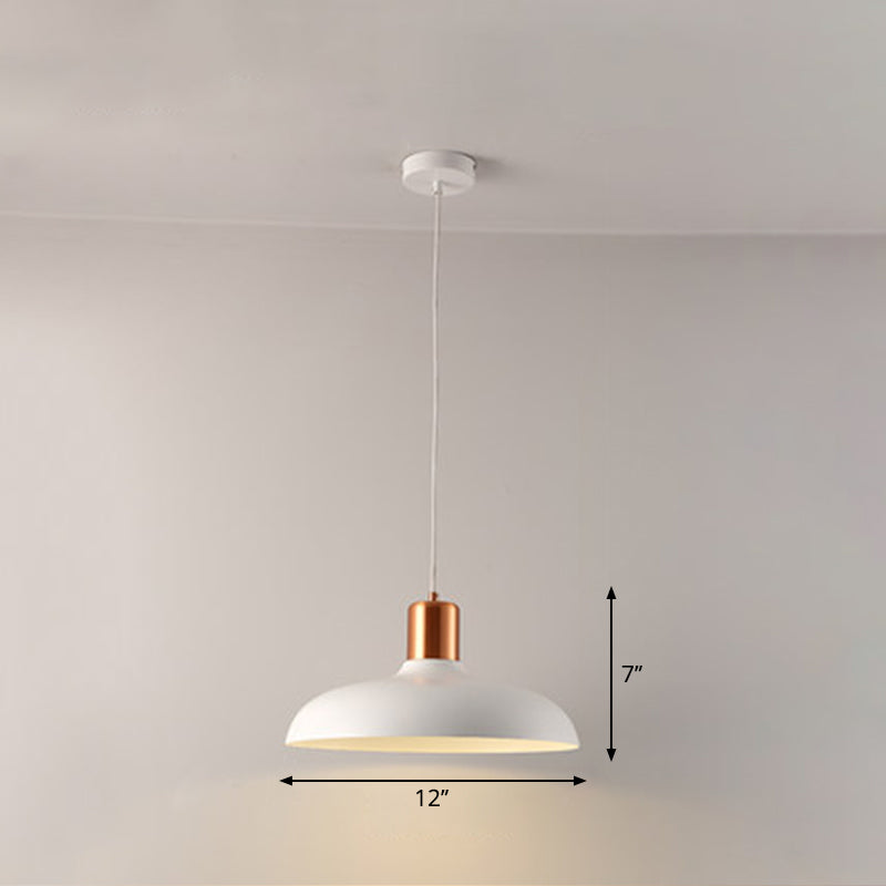 Bowl Shaped Restaurant Pendulum Light Metal 1 Bulb Macaron Suspension Pendant Light Clearhalo 'Ceiling Lights' 'Pendant Lights' 'Pendants' Lighting' 2294105