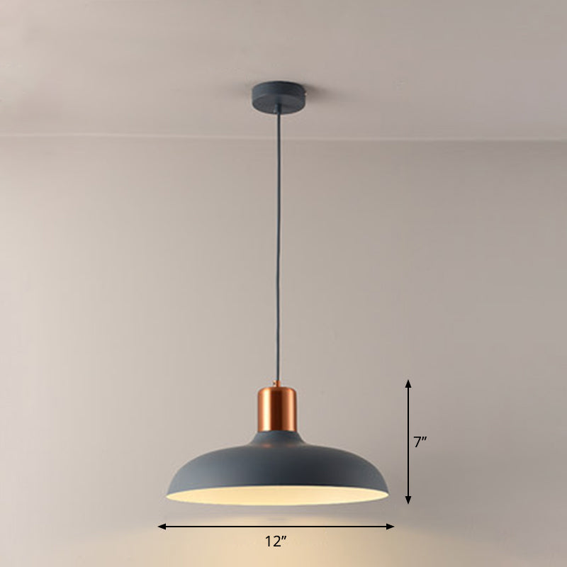 Bowl Shaped Restaurant Pendulum Light Metal 1 Bulb Macaron Suspension Pendant Light Clearhalo 'Ceiling Lights' 'Pendant Lights' 'Pendants' Lighting' 2294106