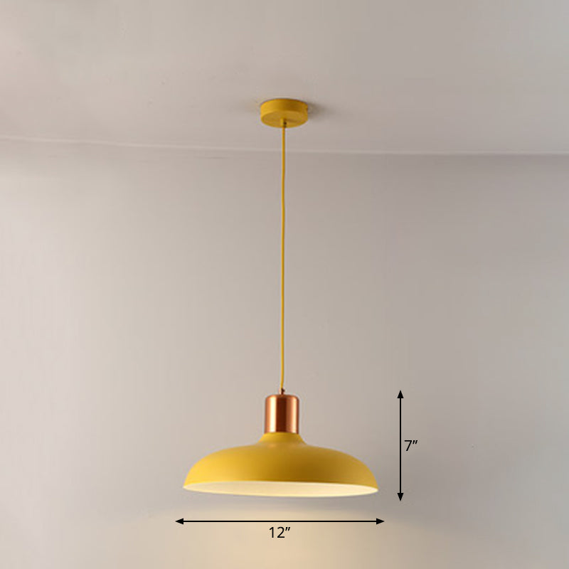 Bowl Shaped Restaurant Pendulum Light Metal 1 Bulb Macaron Suspension Pendant Light Clearhalo 'Ceiling Lights' 'Pendant Lights' 'Pendants' Lighting' 2294107