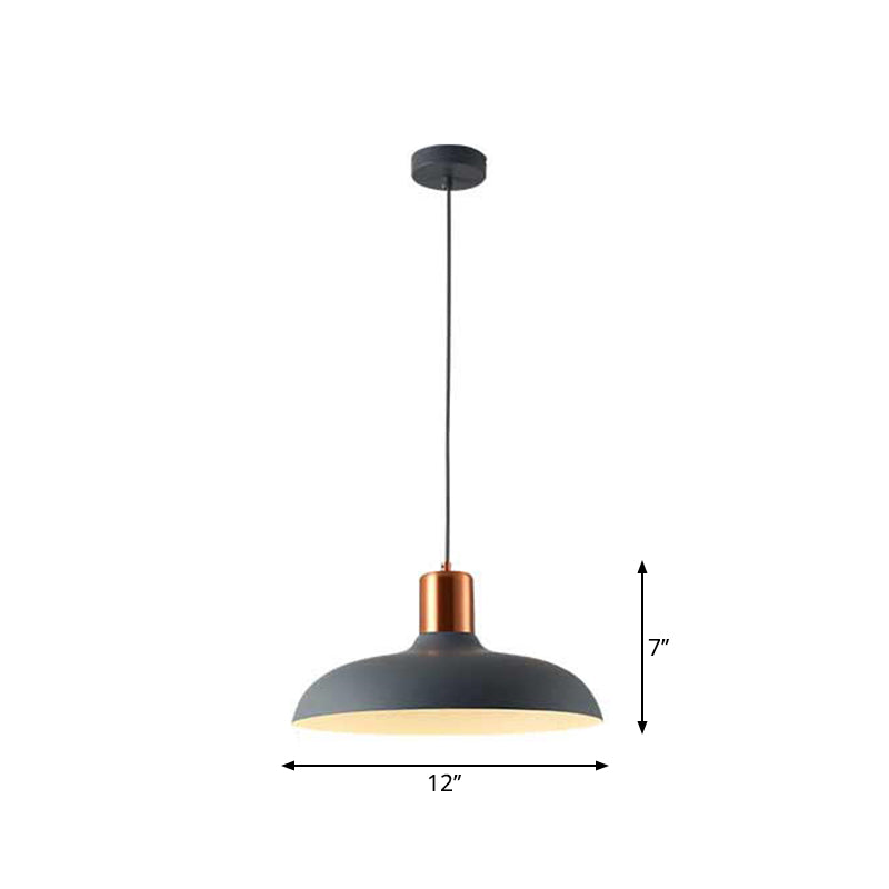 Bowl Shaped Restaurant Pendulum Light Metal 1 Bulb Macaron Suspension Pendant Light Clearhalo 'Ceiling Lights' 'Pendant Lights' 'Pendants' Lighting' 2294108