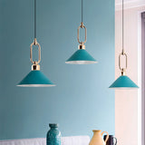 Macaron Single-Bulb Pendant Light Conical Ceiling Lamp with Metal Shade and Oval Ring Clearhalo 'Ceiling Lights' 'Pendant Lights' 'Pendants' Lighting' 2294110