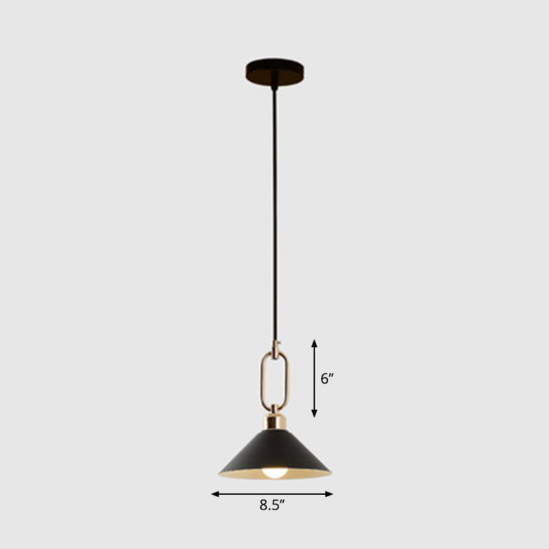 Macaron Single-Bulb Pendant Light Conical Ceiling Lamp with Metal Shade and Oval Ring Clearhalo 'Ceiling Lights' 'Pendant Lights' 'Pendants' Lighting' 2294114