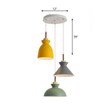 Macaron Cookware Shaped Cluster Pendant Metal 3 Lights Dining Room Ceiling Hang Lamp in Green Clearhalo 'Ceiling Lights' 'Pendant Lights' 'Pendants' Lighting' 2294128