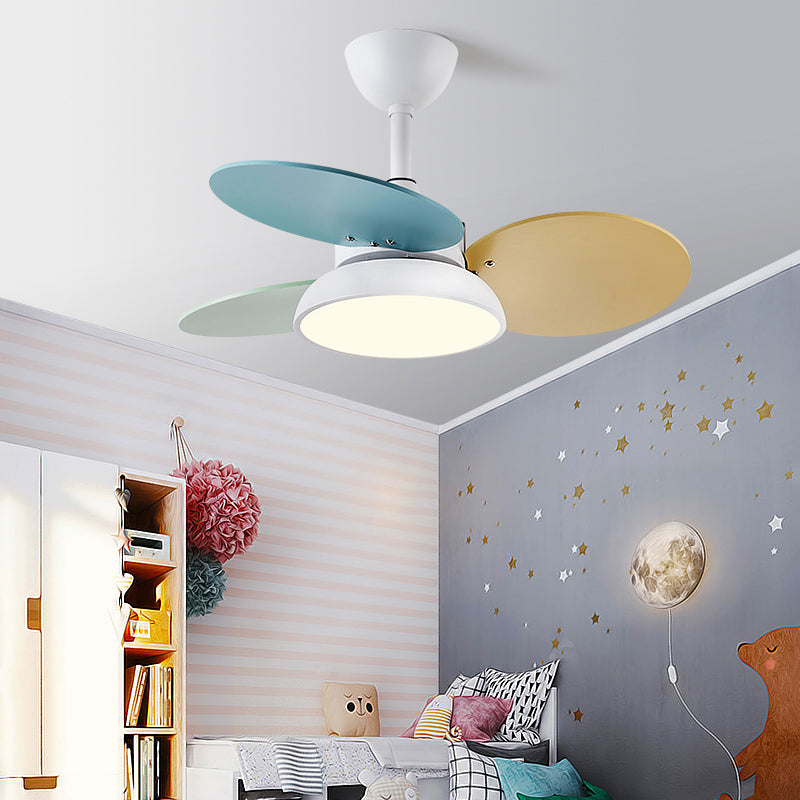 Round Kids Room Ceiling Fan Lamp Acrylic Macaron LED Semi Flush Mount Light Fixture Clearhalo 'Ceiling Fans with Lights' 'Ceiling Fans' 'Kids Ceiling Fans' 'Kids' Lighting' 2294129