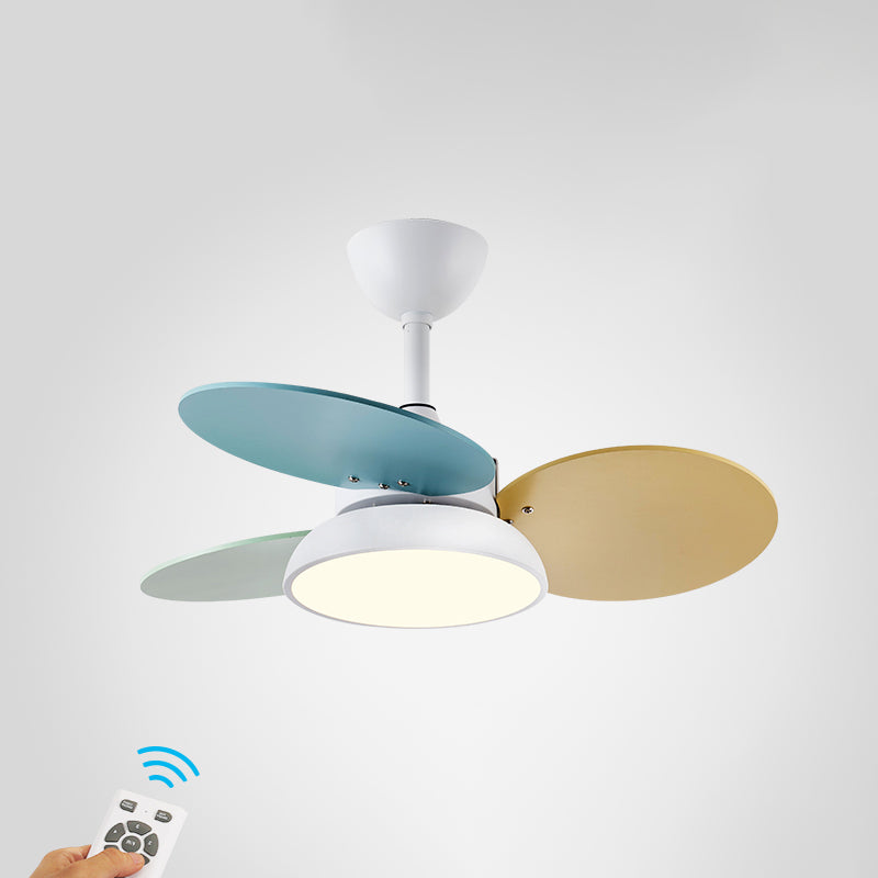 Round Kids Room Ceiling Fan Lamp Acrylic Macaron LED Semi Flush Mount Light Fixture White Remote 3.0 Clearhalo 'Ceiling Fans with Lights' 'Ceiling Fans' 'Kids Ceiling Fans' 'Kids' Lighting' 2294133