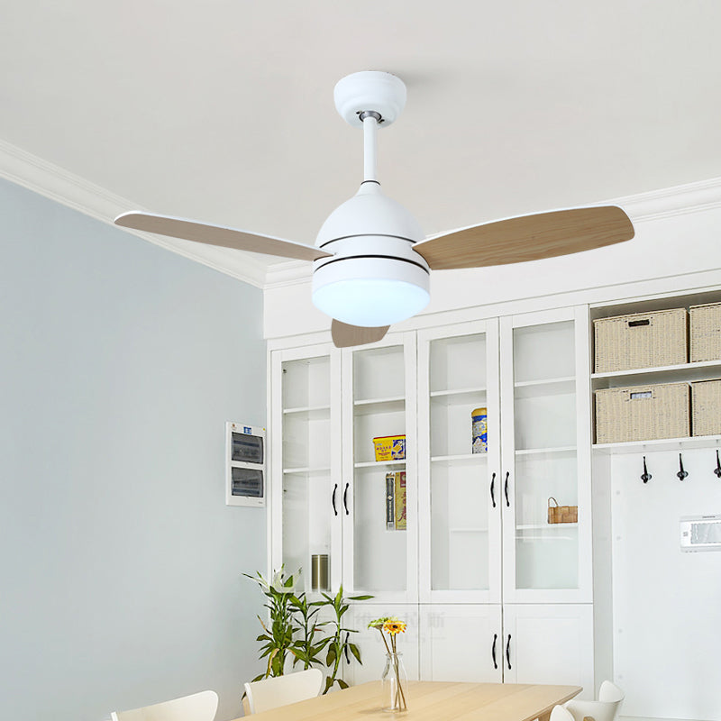 42.5" Wide Dome LED Pendant Fan Light Nordic Acrylic Bedroom Semi Mount Lighting, 3 Blades Clearhalo 'Ceiling Fans with Lights' 'Ceiling Fans' 'Kids Ceiling Fans' 'Kids' Lighting' 2294140