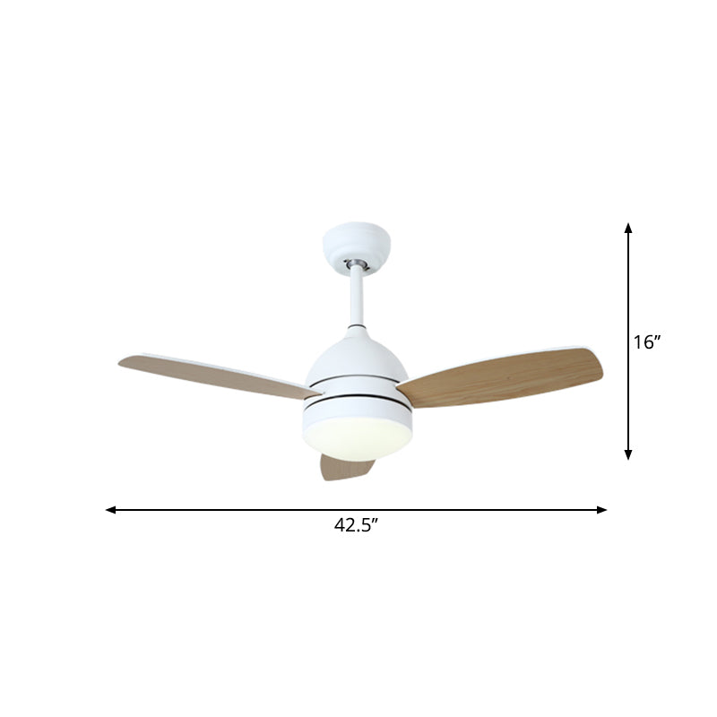 42.5" Wide Dome LED Pendant Fan Light Nordic Acrylic Bedroom Semi Mount Lighting, 3 Blades Clearhalo 'Ceiling Fans with Lights' 'Ceiling Fans' 'Kids Ceiling Fans' 'Kids' Lighting' 2294143