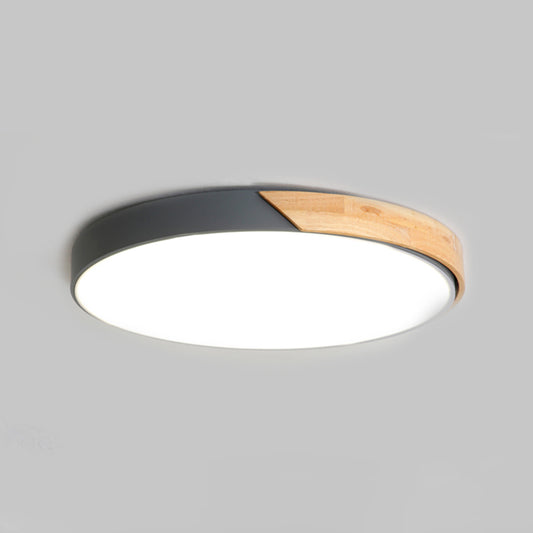 Splicing Circle LED Flushmount Lighting Nordic Wood Bedroom Ceiling Light Fixture Grey 12" Clearhalo 'Ceiling Lights' 'Close To Ceiling Lights' 'Close to ceiling' 'Flush mount' Lighting' 2294165