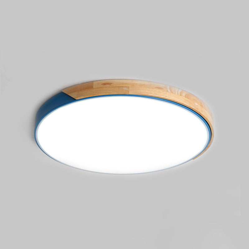 Splicing Circle LED Flushmount Lighting Nordic Wood Bedroom Ceiling Light Fixture Blue 23.5" Clearhalo 'Ceiling Lights' 'Close To Ceiling Lights' 'Close to ceiling' 'Flush mount' Lighting' 2294169