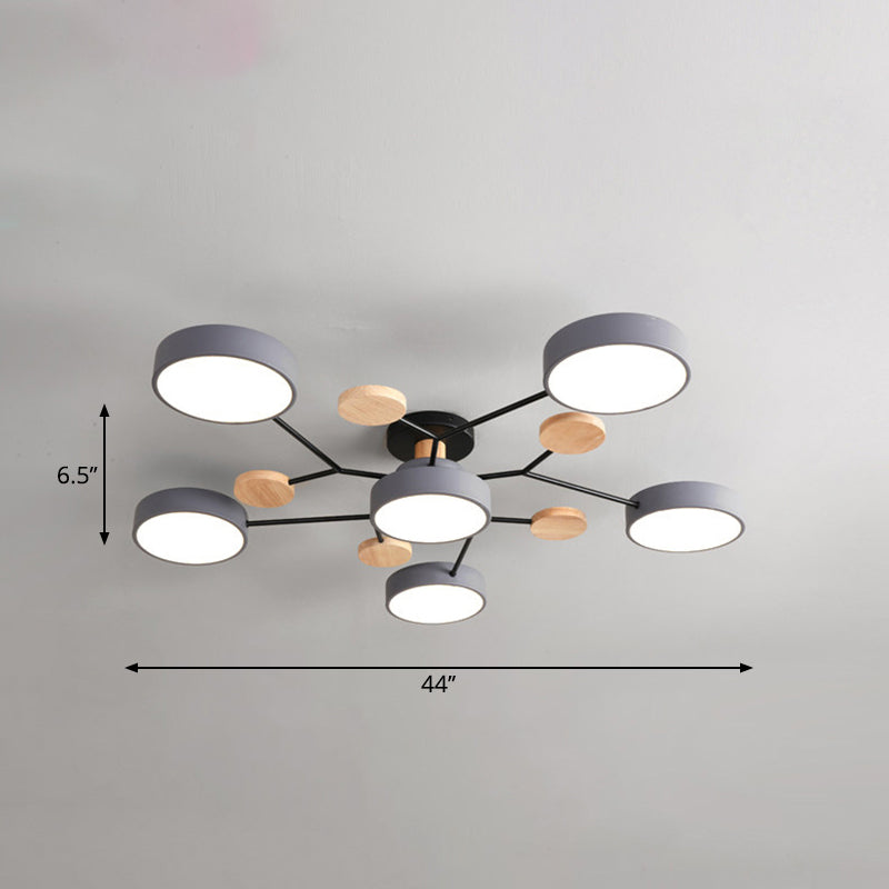 Tree Branch-Like Metal Flush Light Nordic LED Close to Ceiling Light for Bedroom 6 Grey White Clearhalo 'Ceiling Lights' 'Close To Ceiling Lights' 'Close to ceiling' 'Semi-flushmount' Lighting' 2294263