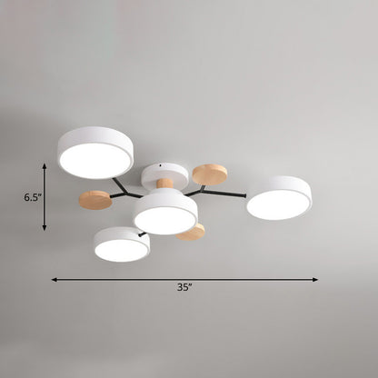 Tree Branch-Like Metal Flush Light Nordic LED Close to Ceiling Light for Bedroom 4 White White Clearhalo 'Ceiling Lights' 'Close To Ceiling Lights' 'Close to ceiling' 'Semi-flushmount' Lighting' 2294267