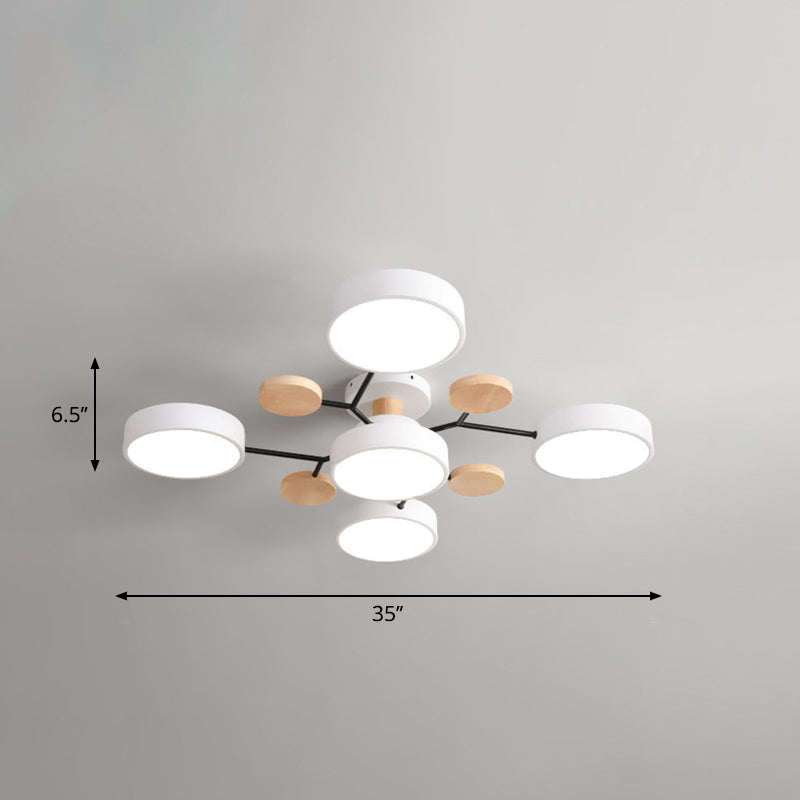 Tree Branch-Like Metal Flush Light Nordic LED Close to Ceiling Light for Bedroom 5 White White Clearhalo 'Ceiling Lights' 'Close To Ceiling Lights' 'Close to ceiling' 'Semi-flushmount' Lighting' 2294269