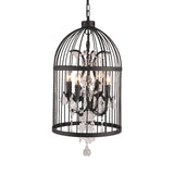 4 Lights Birdcage Chandelier Lighting Rustic Black Metal Pendant Light Fixture for Dining Room Clearhalo 'Ceiling Lights' 'Chandeliers' Lighting' options 229427