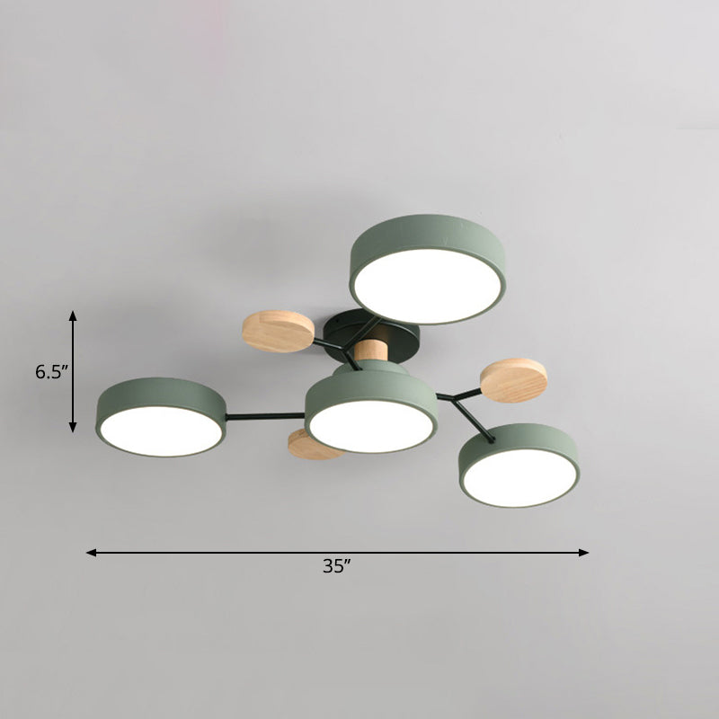 Tree Branch-Like Metal Flush Light Nordic LED Close to Ceiling Light for Bedroom 4 Green White Clearhalo 'Ceiling Lights' 'Close To Ceiling Lights' 'Close to ceiling' 'Semi-flushmount' Lighting' 2294281