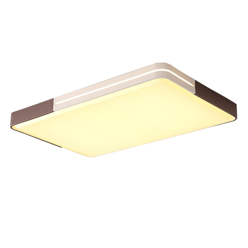 Led Living Room Flush Mount Lamp with Square/Rectangular Acrylic Shade Modernist White Flush Mount Ceiling Light Fixture in White/Warm Light, 19"/38" Wide Clearhalo 'Ceiling Lights' 'Close To Ceiling Lights' 'Close to ceiling' 'Flush mount' Lighting' 229432