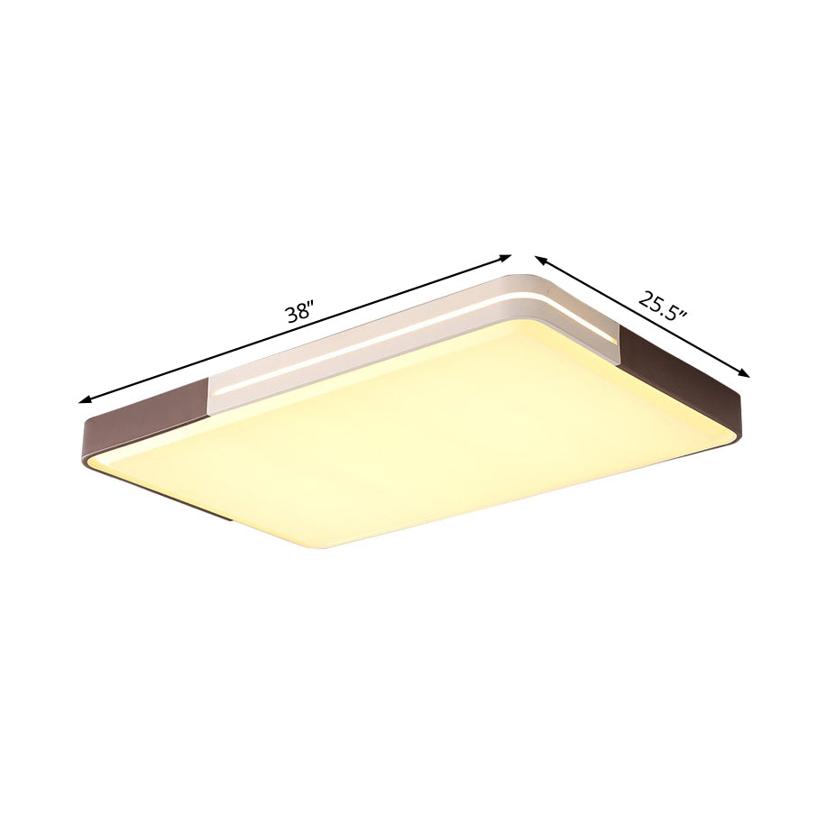 Led Living Room Flush Mount Lamp with Square/Rectangular Acrylic Shade Modernist White Flush Mount Ceiling Light Fixture in White/Warm Light, 19"/38" Wide Clearhalo 'Ceiling Lights' 'Close To Ceiling Lights' 'Close to ceiling' 'Flush mount' Lighting' 229433