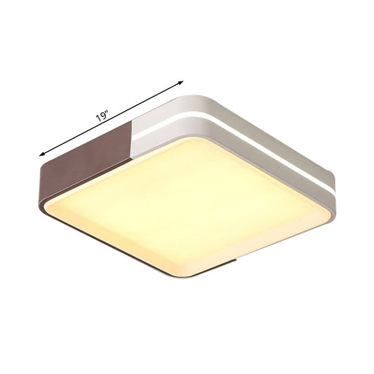 Led Living Room Flush Mount Lamp with Square/Rectangular Acrylic Shade Modernist White Flush Mount Ceiling Light Fixture in White/Warm Light, 19"/38" Wide Clearhalo 'Ceiling Lights' 'Close To Ceiling Lights' 'Close to ceiling' 'Flush mount' Lighting' 229437