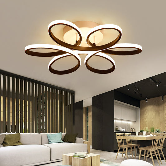 Floral Metal Flush Light Fixture Modern LED Black Semi Flush Ceiling Light for Bedroom Clearhalo 'Ceiling Lights' 'Close To Ceiling Lights' 'Close to ceiling' 'Semi-flushmount' Lighting' 2294510