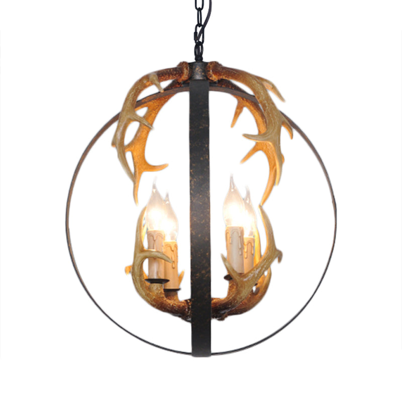 4/8 Lights Metal Chandelier Lighting Vintage Rust Round Dining Room Hanging Ceiling Fixture Clearhalo 'Ceiling Lights' 'Chandeliers' Lighting' options 229452