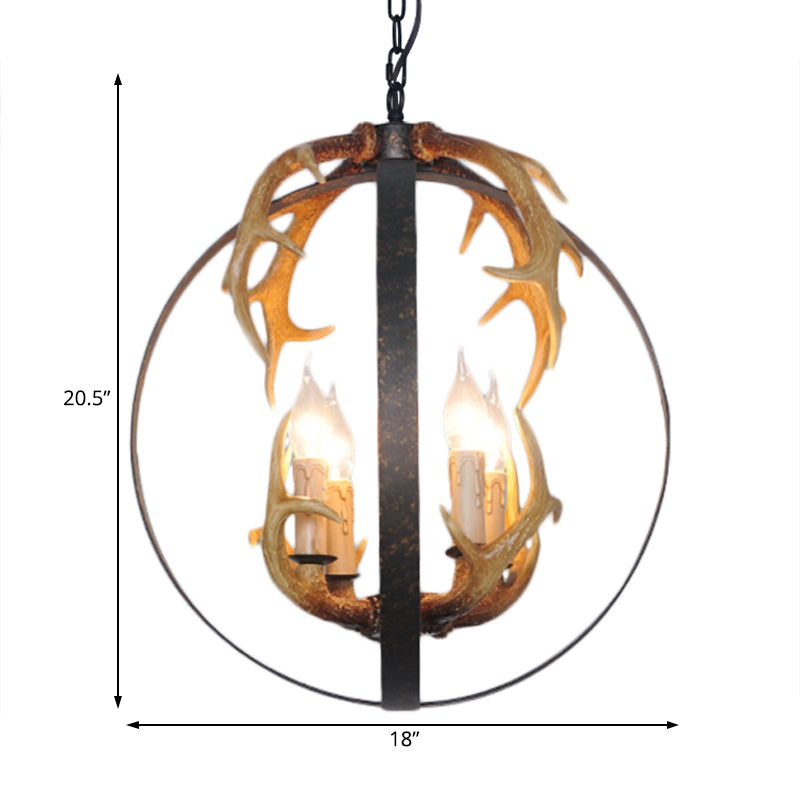 4/8 Lights Metal Chandelier Lighting Vintage Rust Round Dining Room Hanging Ceiling Fixture Clearhalo 'Ceiling Lights' 'Chandeliers' Lighting' options 229453