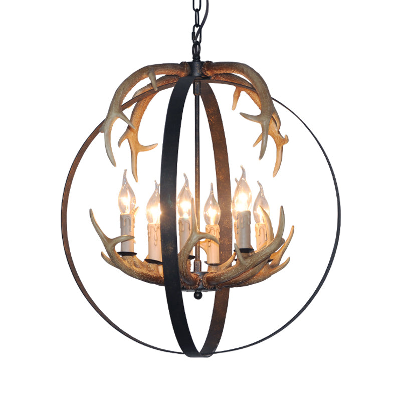 4/8 Lights Metal Chandelier Lighting Vintage Rust Round Dining Room Hanging Ceiling Fixture Clearhalo 'Ceiling Lights' 'Chandeliers' Lighting' options 229456