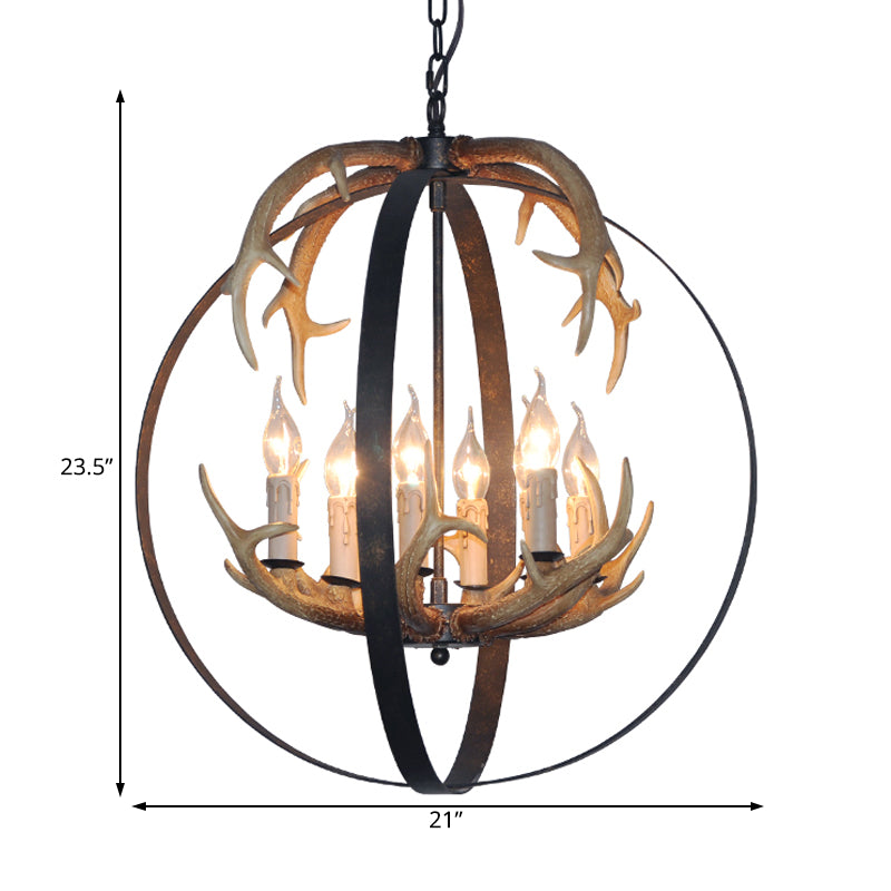 4/8 Lights Metal Chandelier Lighting Vintage Rust Round Dining Room Hanging Ceiling Fixture Clearhalo 'Ceiling Lights' 'Chandeliers' Lighting' options 229457