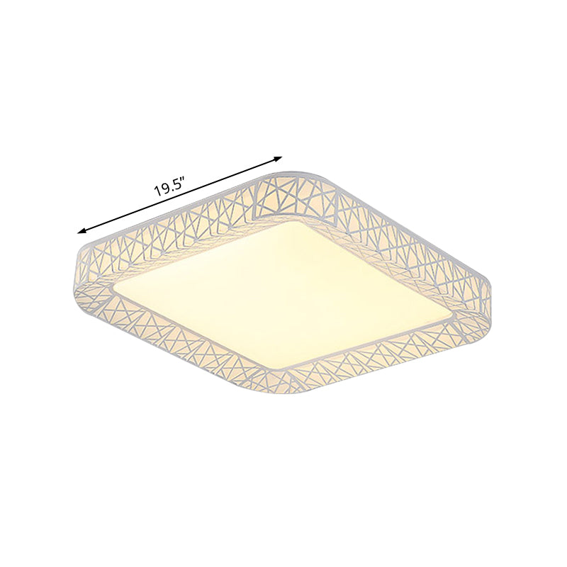 Square/Rectangular Acrylic Flush Mount Lamp Modernist Led White Flush Mount Ceiling Light Fixture with Frosted Diffuser, 19.5"/25"/35.5" Wide Clearhalo 'Ceiling Lights' 'Close To Ceiling Lights' 'Close to ceiling' 'Flush mount' Lighting' 229512