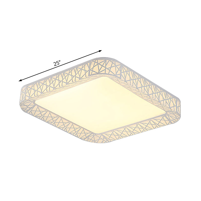 Square/Rectangular Acrylic Flush Mount Lamp Modernist Led White Flush Mount Ceiling Light Fixture with Frosted Diffuser, 19.5"/25"/35.5" Wide Clearhalo 'Ceiling Lights' 'Close To Ceiling Lights' 'Close to ceiling' 'Flush mount' Lighting' 229513