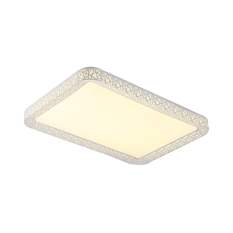 Square/Rectangular Acrylic Flush Mount Lamp Modernist Led White Flush Mount Ceiling Light Fixture with Frosted Diffuser, 19.5"/25"/35.5" Wide Clearhalo 'Ceiling Lights' 'Close To Ceiling Lights' 'Close to ceiling' 'Flush mount' Lighting' 229516