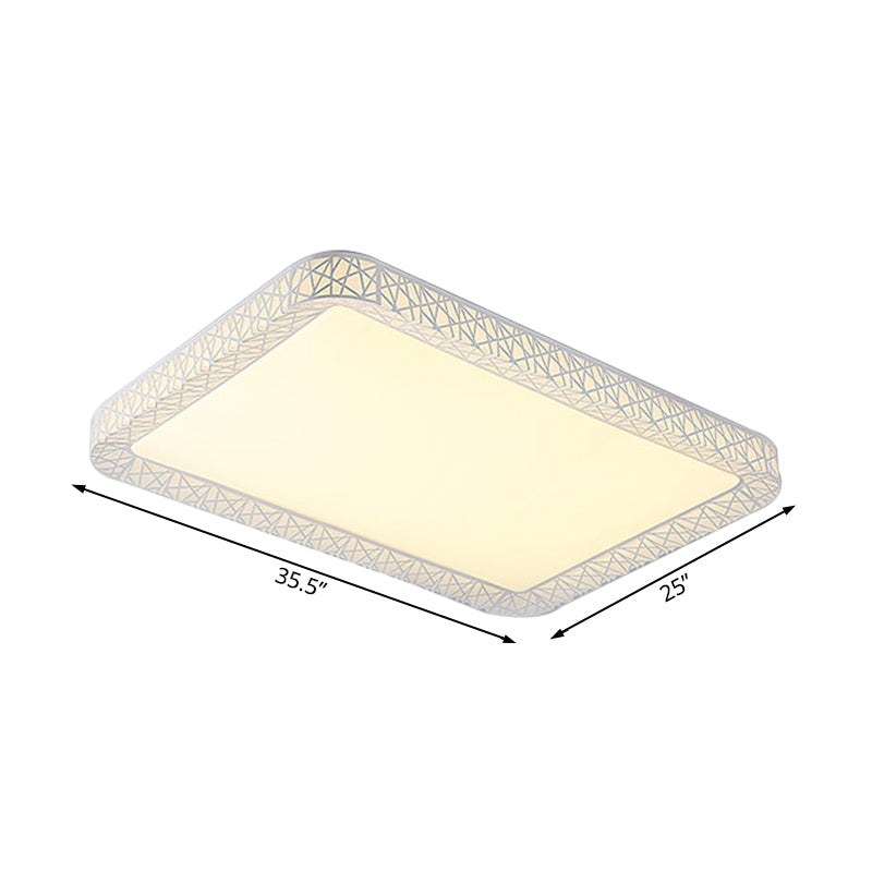 Square/Rectangular Acrylic Flush Mount Lamp Modernist Led White Flush Mount Ceiling Light Fixture with Frosted Diffuser, 19.5"/25"/35.5" Wide Clearhalo 'Ceiling Lights' 'Close To Ceiling Lights' 'Close to ceiling' 'Flush mount' Lighting' 229517