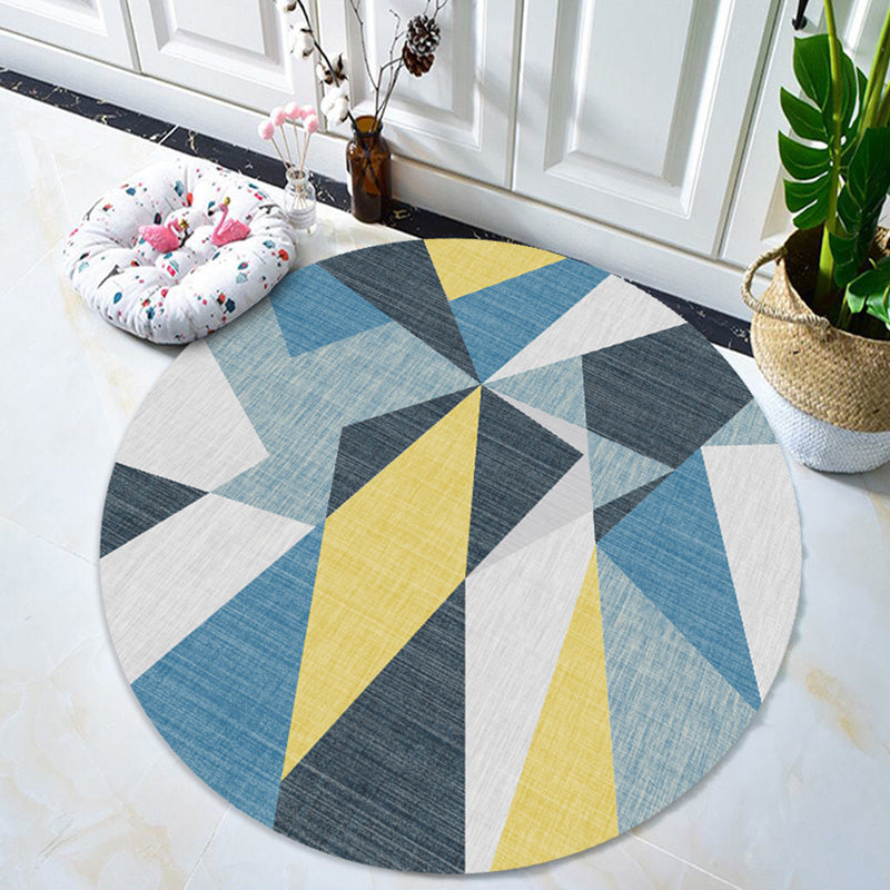 Comfort Bedroom Rug Multi Colored Geo Printed Indoor Rug Polyster Non-Slip Washable Area Carpet Blue Clearhalo 'Area Rug' 'Modern' 'Rugs' Rug' 2295875