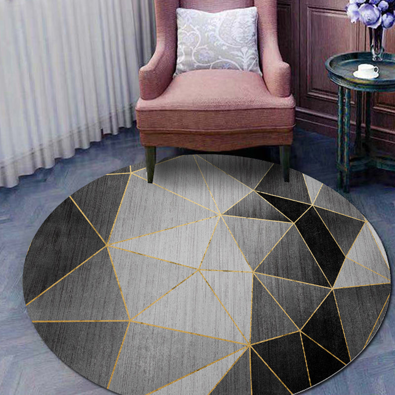 Comfort Bedroom Rug Multi Colored Geo Printed Indoor Rug Polyster Non-Slip Washable Area Carpet Black-Gray Clearhalo 'Area Rug' 'Modern' 'Rugs' Rug' 2295882