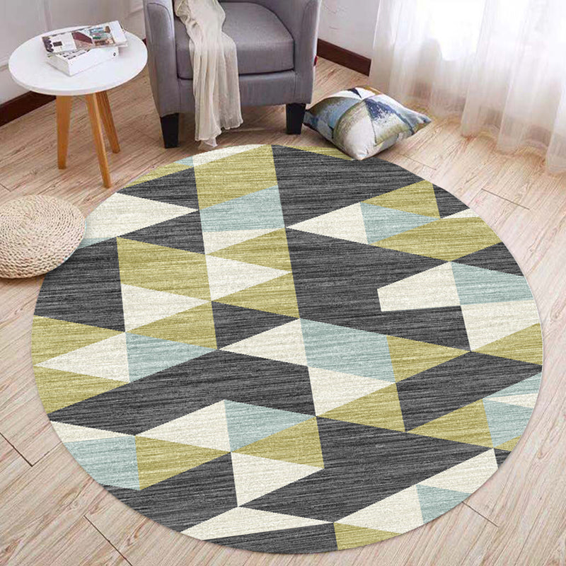 Comfort Bedroom Rug Multi Colored Geo Printed Indoor Rug Polyster Non-Slip Washable Area Carpet Yellow-Green Clearhalo 'Area Rug' 'Modern' 'Rugs' Rug' 2295885