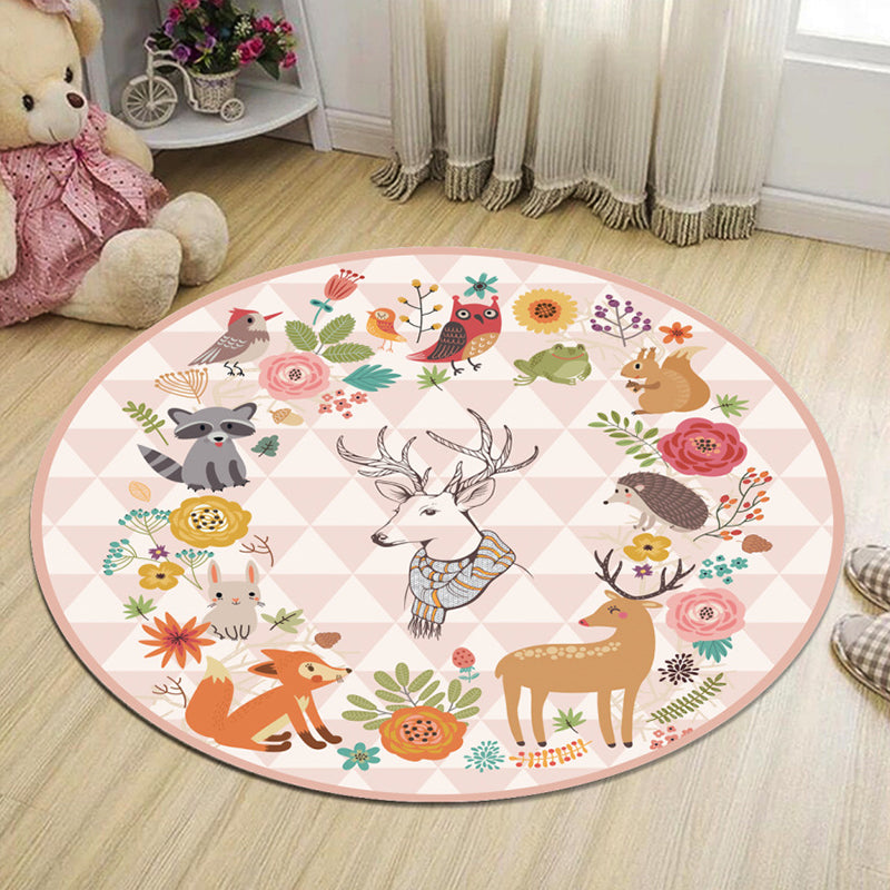 Lovely Kids Bedroom Rug Multi Colored Cartoon Print Area Rug Synthetics Anti-Slip Easy Care Carpet Orange Pink Clearhalo 'Area Rug' 'Modern' 'Rugs' Rug' 2295901