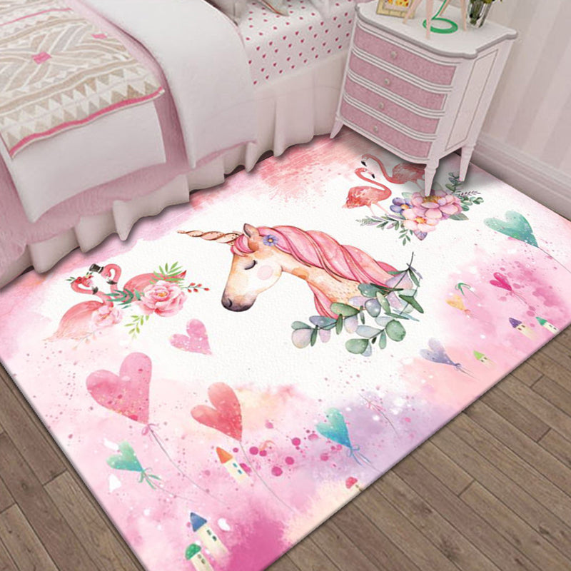 Nordic Bedroom Rug Multi Colored Animal Print Indoor Rug Polypropylene Non-Slip Pet Friendly Carpet Pink-White Clearhalo 'Area Rug' 'Modern' 'Rugs' Rug' 2295904