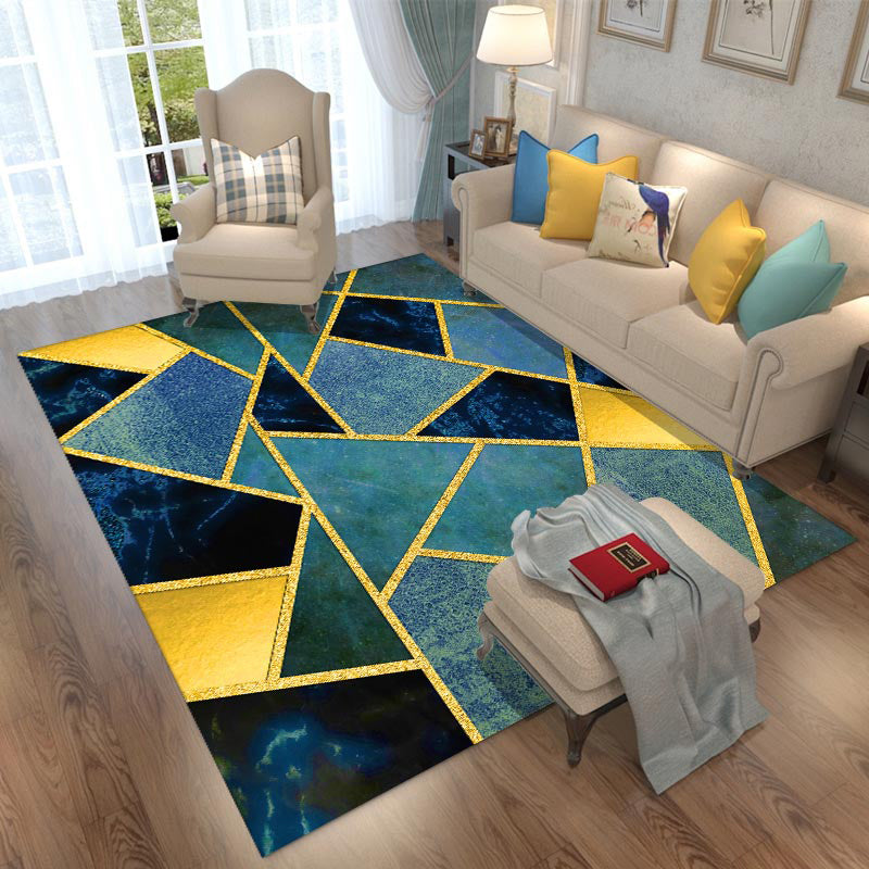 Fancy Geometric Rug Multicolored Polypropylene Area Rug Anti-Slip Backing Easy Care Indoor Rug for Room Blackish Green Clearhalo 'Area Rug' 'Modern' 'Rugs' Rug' 2295950