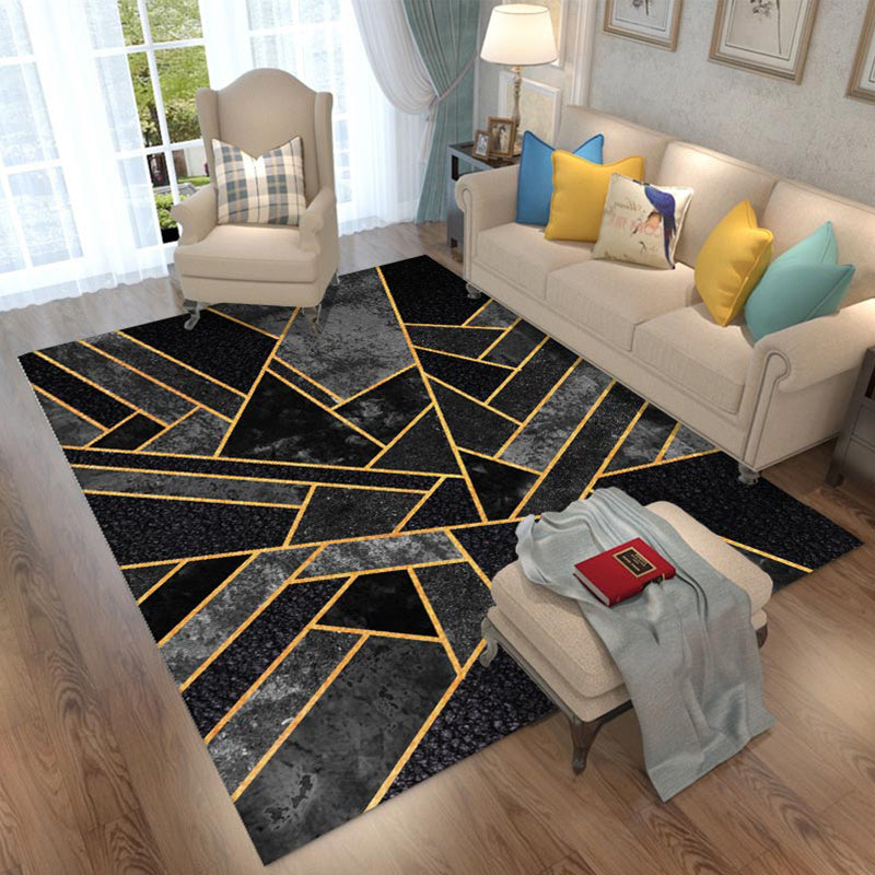 Fancy Geometric Rug Multicolored Polypropylene Area Rug Anti-Slip Backing Easy Care Indoor Rug for Room Black Clearhalo 'Area Rug' 'Modern' 'Rugs' Rug' 2295954