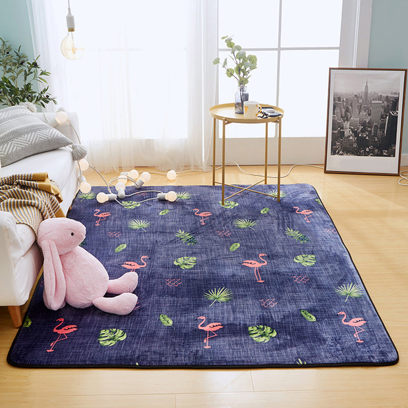 Unique Watercolor Pattern Rug Black and Green Modernism Rug Polyester Pet  Friendly Washable Non-Slip Area Rug for Bedroom - Clearhalo