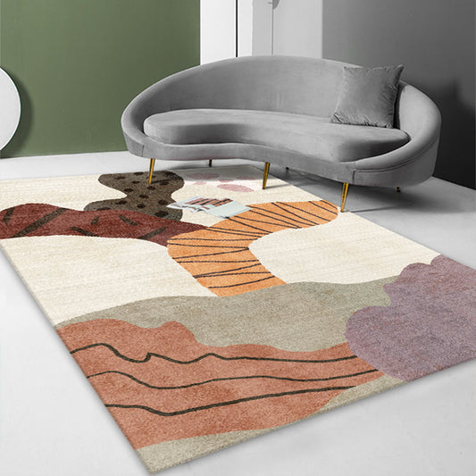 Minimalist Living Room Rug Multi Colored Painting Print Indoor Rug Cotton Blend Non-Slip Backing Easy Care Carpet Clearhalo 'Area Rug' 'Rug' 2296048